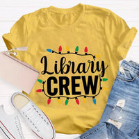 Festive Book Lover Librarian Shirt, Christmas Light Library Crew T-Shirt, Bookish Holiday Graphic Tee, Reader Xmas Present