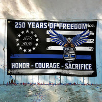 Thin Blue Line Police Flag 250 Years Freedom | Eagle & 1776-2026 Design | Double-Sided Polyester | Law Enforcement Support Gift