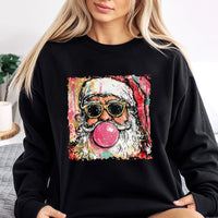 Retro Bubblegum Santa Crewneck, Cool Santa Bubble Gum Sweatshirt, Humorous Santa Christmas Sweater, Vintage Holiday Graphic Sweatshirt Present