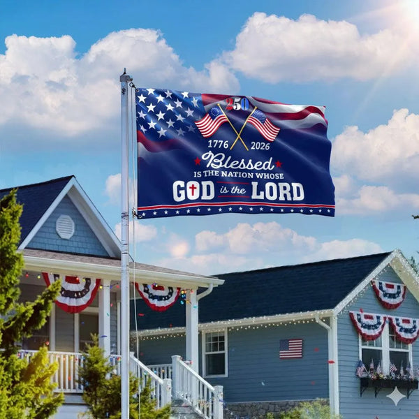250 Years America Patriotic House Flag | 1776-2026 Blessed Nation | UV-Resistant Polyester | Memorial Day Independence Day Gift