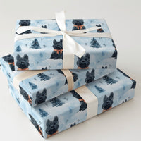 Winter Dog Gift Wrap, Scottish Terrier Wrapping Paper, Watercolor Christmas Wrapping Paper, Scottie Holiday Gift Wrap, Dog Present Paper