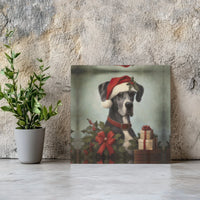 Vintage Holiday Dog Portrait Print, Great Dane Christmas Canvas Art, Festive Puppy Wall Decor, Pet Lover Digital Download
