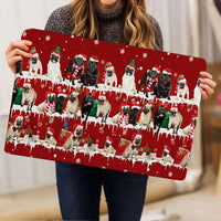 Merry Christmas Snowflake Welcome Mat, Pug Christmas Doormat, Adorable Holiday Dog Door Mat, Winter Front Porch Rug, Pug Lover Xmas Present