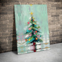 Modern Holiday Pine Canvas Wall Art, Abstract Christmas Tree Canvas, Festive Winter Botanical Canvas Print, Minimalist Xmas Home Decor Present