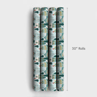Winter Wonderland Gift Wrap, Snowy Christmas Village Wrapping Paper, Comfy Holiday House Wrapping Paper, Nostalgic Christmas Gift Wrap Roll