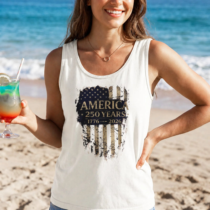 America 250 Years Tank Top | 1776-2026 USA Flag Vintage Design | Soft Breathable Unisex Fit | Semiquincentennial Gift for Patriots