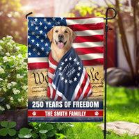 Golden Retriever American Flag Garden Flag | 250 Years of Freedom Personalized | Premium Polyester Double-Sided | Patriotic Dog Lover Gift