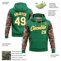 Kelly Green Knit Sleeve Hoodie, Custom Christmas Sports Hoodie, Personalized Name and Number Sweatshirt, Holiday Team Spirit Fan Hoodie
