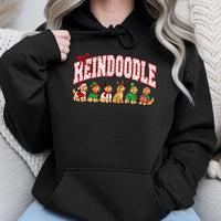 Goldendoodle Santa Hoodie, Reindoodle Christmas Dog Hoodie, Retro Collegiate Reindeer Dog Hoodie, Humorous Christmas Dog Lover Sweatshirt