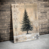 Rustic Winter Landscape Wall Art, Snowy Pine Tree Canvas Print, Christmas Tree Poster, Farmhouse Holiday Decor, Digital Download Art