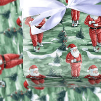 Golfer Holiday Gift Wrap, Golfing Santa Christmas Wrapping Paper, Sporty Santa Wrapping Paper, Golf Lover Present Wrap, Xmas Paper Roll