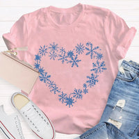 Winter Snow Day Graphic Tee, Snowflake Heart T-Shirt, Adorable Snowflake Heart Shirt, Comfy Holiday Winter Season Tee, Christmas Snow Lover Present