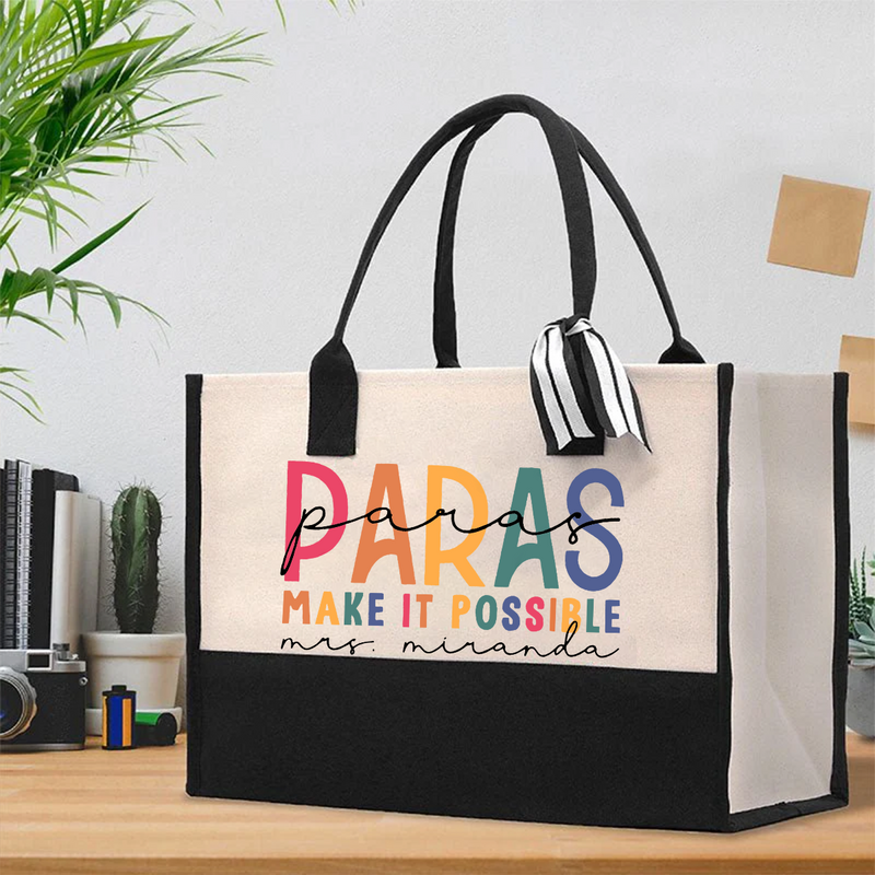 Personalized Para Teacher Name Cotton Tote Bag