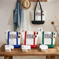 Usa Where Liberty Blooms Color-blocked Canvas Bag