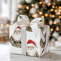 Military Camouflage Gift Wrap, Camo Santa Christmas Wrapping Paper, Patriotic Veteran Holiday Wrapping Paper, Tactical Santa Gift Wrap Roll