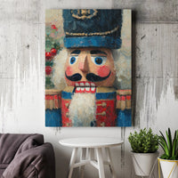 Festive Oil Impasto Nutcracker Canvas Print, Nutcracker Canvas Wall Art, Holiday Nutcracker Canvas Decor, Vintage Christmas Art Present