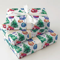 Groovy Holiday Gift Wrap Roll, Disco Ball Christmas Tree Wrapping Paper, Watercolor Pine Tree Present Paper, Fun Retro Winter Gift Wrapping