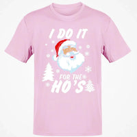 Humorous Santa Claus Graphic Tee, I Do It for the Hos Christmas T-Shirt, Hilarious Holiday Meme Shirt, Xmas Party Present