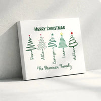 Custom Names Holiday Canvas Print, Personalized Family Christmas Tree Canvas Art, Winter Wall Decor, Personalized Christmas Present for Family