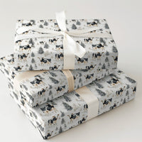 Winter Forest Cow Gift Wrap, Watercolor Cow Wrapping Paper, Rustic Farmhouse Christmas Wrapping Paper, Country Holiday Animal Present Paper