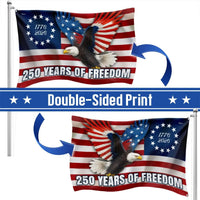 250 Years of Freedom Flag 1776-2026 | Betsy Ross Eagle Design | Double-Sided Polyester | Patriotic Home Decor Gift