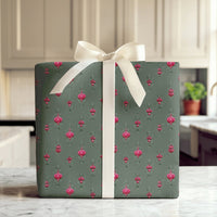 Magenta Bauble Holiday Gift Wrap, Vintage Ornament Christmas Wrapping Paper, Sage Green Xmas Wrapping Paper, Elegant Winter Gift Wrap Roll