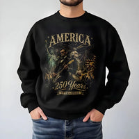 America 250 Years Sweatshirt | George Washington Abraham Lincoln Founding Fathers Art | Premium Cotton Polyester Blend | Patriotic Gift for History Lovers