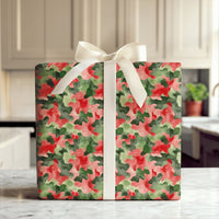 Watercolor Camouflage Gift Wrap, Christmas Camo Wrapping Paper, Red and Green Camo Wrapping Paper, Holiday Present Paper, Xmas Gift Wrap