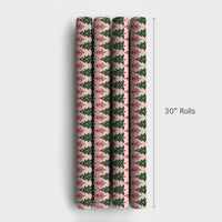 Modern Pastel Gift Wrap, Pink Christmas Tree Wrapping Paper, Green Tree Pattern Wrapping Paper, Adorable Xmas Gift Wrap, Holiday Wrapping Paper