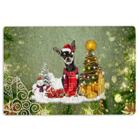 Merry Christmas Snow Tree Welcome Mat, Chihuahua Christmas Doormat, Holiday Dog Door Mat, Winter Entryway Decor, Xmas Pet Lover Present