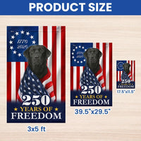250 Years of Freedom Garden Flag | Black Labrador Retriever 1776-2026 | Double-Sided Patriotic Outdoor Decor | Dog Lovers Gift