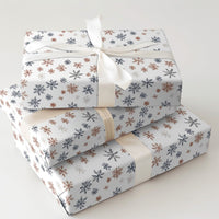 Navy Blue and Rust Gift Wrap, Modern Snowflake Wrapping Paper, Winter Snowflake Wrapping Paper, Elegant Christmas Wrapping Paper Roll