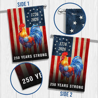 Patriotic Rooster Garden Flag 250 Years Strong | 1776-2026 American Flag Design | Double-Sided Polyester | USA Semiquincentennial Gift