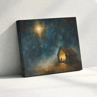 Star of Bethlehem Oil Painting Canvas Wall Art, Nativity Scene Canvas Print, Religious Christmas Canvas Decor, Holy Family Art Print