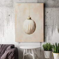 Gold and White Holiday Canvas Print, Minimalist Christmas Ornament Wall Art, Modern Neutral Seasonal Canvas Decor, Digital Download Poster
