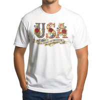 USA 250 Years of Freedom T-Shirt | Vintage Floral American Flag Design | Premium Cotton Tee | Patriotic Gift for Fourth of July 2026