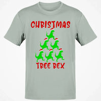 Humorous Dinosaur Holiday Graphic Tee, Christmas Tree Rex Shirt, Adorable Trex Christmas T-Shirt, Festive Dino Lover Shirt, Holiday Season Tee