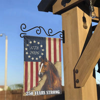 Patriotic Horse Garden Flag | 250 Years Strong USA American Flag 1778 2026 | Double Sided Weatherproof Polyester | Rustic Yard Decor Gift for Horse Lovers