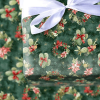 Cactus Poinsettia Wreath Gift Wrap Paper, Southwestern Desert Christmas Wrapping Paper, Western Boho Holiday Present Wrapping Paper