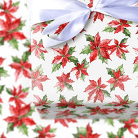 Red Floral Christmas Gift Wrap, Watercolor Poinsettia Wrapping Paper, Winter Floral Present Paper, Holiday Wrapping Paper, Xmas Gift Wrap