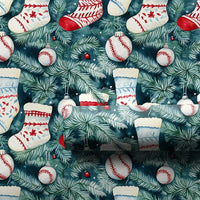 Sports Stocking Holiday Gift Wrap, Baseball Christmas Wrapping Paper, Baseball Ornament Wrapping Paper, Sports Fan Xmas Wrapping Paper Roll