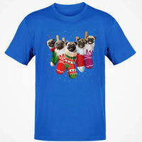 Humorous Xmas Pug Dog Shirt, Pug Christmas Socks T-Shirt, Holiday Animal Graphic Tee, Christmas Puppy Santa T-Shirt, Dog Lover Present