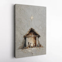 Minimalist Nativity Canvas Wall Art, Textured Impasto Nativity Scene Canvas Print, Holy Family Christmas Decor, Christian Faith Canvas Present