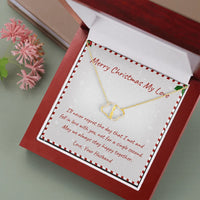 Diamond Accent Heart Necklace, Solid 10k Gold Double Heart Necklace, Romantic Wife Gold Heart Pendant, Christmas Gold Heart Necklace Present