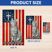 Christian Patriotic Cat Garden Flag | 250 Years of Blessings 1776-2026 | Double-Sided Polyester | Americana Decor for Cat Lovers
