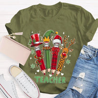 Reindeer Antlers Educator Graphic Tee, Christmas Pencil Deer Teacher Shirt, Festive Classroom Holiday T-Shirt, Teacher Xmas Present