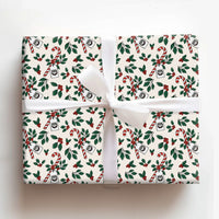 Candy Cane Holly Gift Wrap, Bulldog Mascot Christmas Wrapping Paper, Holiday Sports Fan Paper, Winter Mascot Gift Wrapping Paper Roll