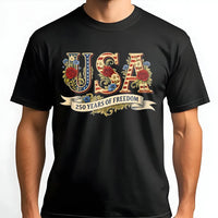 USA 250 Years of Freedom T-Shirt | Vintage Floral American Flag Design | Premium Cotton Tee | Patriotic Gift for Fourth of July 2026