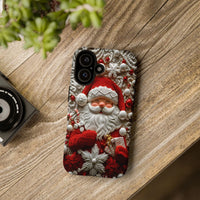 iPhone Tough Phone Case, Santa Claus Phone Case, Festive 3D Textured Christmas Cover, Vintage Holiday Winter Hard Case Xmas Present