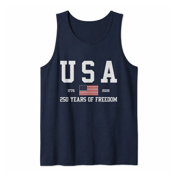 USA 250 Years of Freedom Tank Top | Patriotic 1776-2026 American Flag Graphic | Premium Soft Breathable Fabric | 4th of July Independence Day Outfit